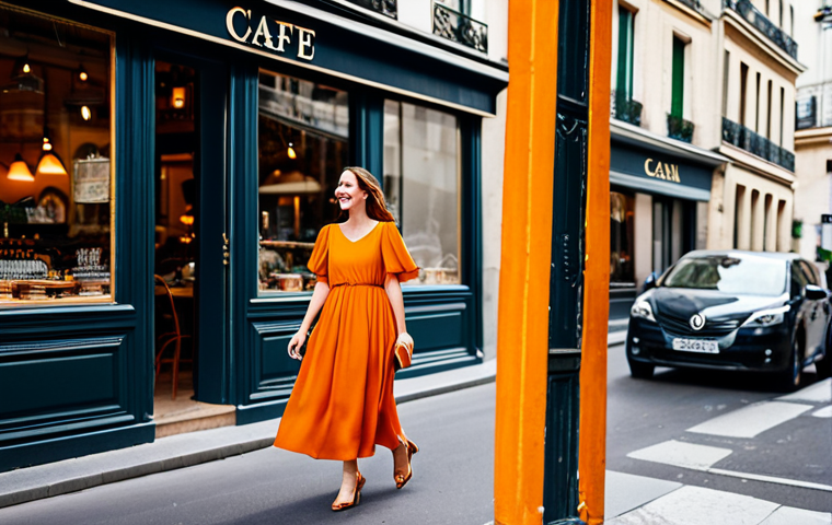 Vibrant Orange Fashion**

"A stylish woman walking down a Parisian street, wearing a flowing orange dress, fully clothed, appropriate attire, safe for work, perfect anatomy, natural proportions, professional photography, high quality. Background: a charming Parisian cafe.  The dress is modest and chic. The woman is smiling gently. Family-friendly. A professional-looking advertisement for a French fashion brand."

**