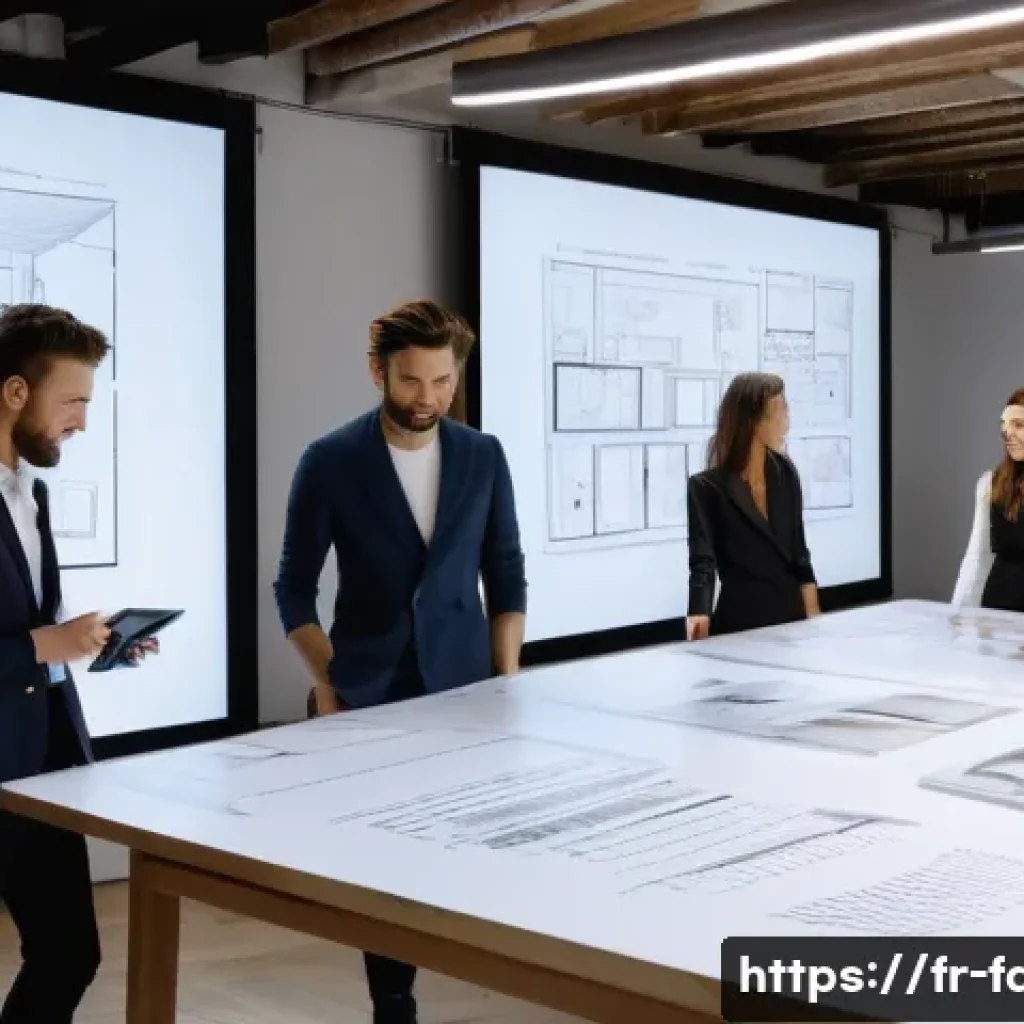 패션 코디네이터 현장 프로젝트 사례 - A dynamic behind-the-scenes fashion project coordination scene in Paris: a diverse team including a ...