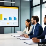 Home 18 패션 코디네이터의 성공적인 직무 보고 사례 - A professional office scene showing a fashion project coordinator presenting a clear, well-structure...